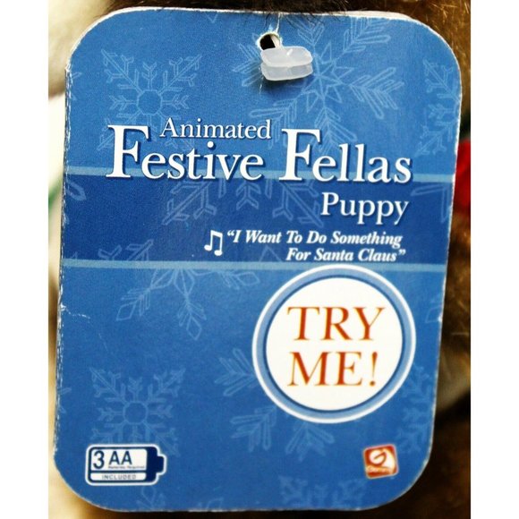 2004 Gemmy Animated Festive Fellas Brown Puppy Singing Christmas Santa Outfit - Picture 7 of 11